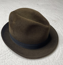 Vintage Dobbs Fifth Avenue Brown Fur Felt Fedora Hat 7 1/8 1940s 1950s picture