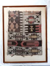 Antique Handwoven Anatolian Kilim Fragment Woven Wool Framed picture