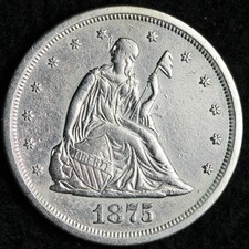 1875-S Twenty Silver Cent Piece AU E348 TIKCBM picture