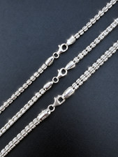 Real 925 Sterling Silver Diamond Cut Barrel Ice Link Chain Necklace 4-5mm ITALY picture
