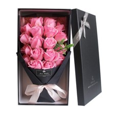 18 Pcs Eternal Pink Rose Soap Flower Bouquet Valentines Day Girlfriend Wife Gift picture