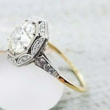 Art Deco Style 2.5Ct Round Lab Created Diamond Engagement 14K Gold Finish Ring picture