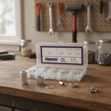 M3 Aluminum Spacer Kit | 65Pcs | 8 Sizes (0.5–10mm) | Silver | Labeled Box picture