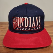 Cleveland Indians Vintage 90s Youngan Triangle Bar Chief Wahoo Snapback Hat picture