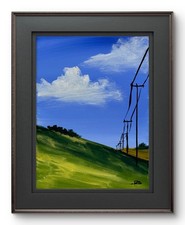 R Stevens Original 9x12 Realist Rolling Hills Power Lines Painting Signed Canvas picture