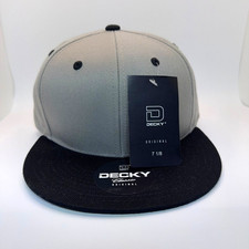 New Decky Hat Mens 7 1/8 Gray Black NWT Blank Fitted Cap Streetwear picture