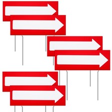 6 Pcs 17x6 Inch Red Arrow Yard Sign Corrugated Plastic Double Sided Directional picture