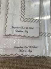 NIP Twin Italian Embroidered Flat Duvet, Boudoir, Deep Fitted 400tc Ivory/Beige  picture