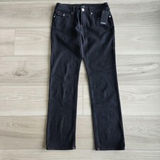 True Religion Jeans Mens 31x33 Black Ricky SN Flap Straight Black Red Stitch New picture
