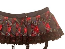 Chantal Thomass Plaid Red/Black Lace Garter Belt/Skirt M picture