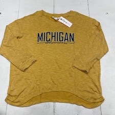 Michigan Wolverines Shirt Womens Large Yellow NCAA College Long Sleeve Crewneck picture