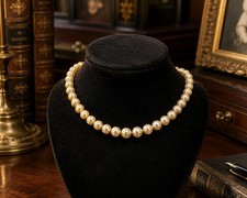 Vintage Cream Pearl Style Necklace with Decorative Clasp picture