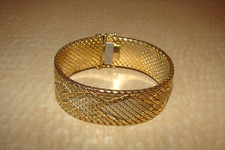 Italian 18K Gold Plated Wide Mesh Bracelet Vintage Designer DeCesare picture