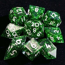 9 Polyhedral Resin D and D Set Dice Peacock Green Foil for Dungeons Dragons RPG picture