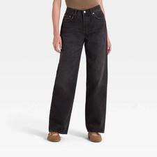Women's Universal Thread Mid-Rise 90's Baggy Denim Jeans Washed Black Size 12R picture