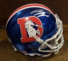 Bo Nix Denver Broncos Signed Helmet Beckett BAS Auth chrome custom mini helmet picture