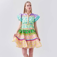 NWT Celia B Ursula Tiered Mini Dress Rainbow Maximalism Size XS picture