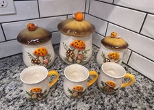 Sears & Roebuck Merry Mushroom Canister Set & Mugs picture