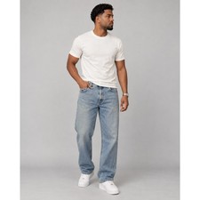 Tommy Jeans Mens Relaxed Straight Leg Denim Light Wash Flag Logo 34x30 Street picture