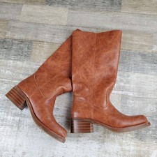 Frye & Co Miranda 14 Womens Boots Sz 8 Caramel Saddle Round Toe Slip On picture