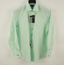 New Alfani AlfaTech Performance Easy Care Men Medium Green Geometric Dress Shirt picture