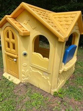 Vintage + Rare Yellow Little Tikes Country Cottage w/door Playhouse for Children picture