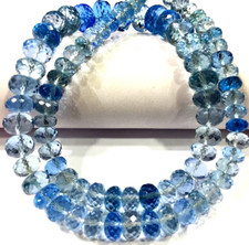AAAA+ Extremely Rare~Aquamarine Color Rondelle Beads Large Size Faceted Beads. picture