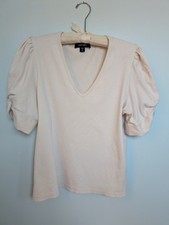 Karen Kane, XL Cream, Puffed, Short-sleeved, Ribbed Top picture