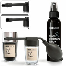 Hair Illusion Hair Fibers Kit: 18g BLACK Fibers, Water Resistant Spray. Applic picture