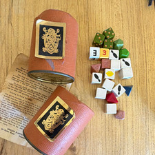 Crisloid Royal Bowling Game Plastic Dice Cup w/ Mixed Dice Pieces Vintage picture