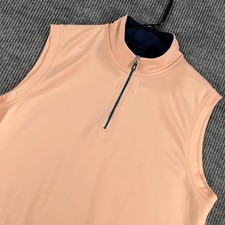 F&G Tech Vest Mens Large Peach Sleeveless 1/4 Zip Mock Golf Outdoor Performance picture