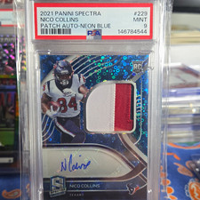 2021 Panini Spectra Nico Collins Neon Blue Patch Auto RC #229 /60 PSA 146784544 picture