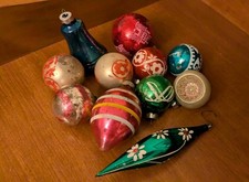 Vintage Lot Of 11 Mercury Glass Christmas Ornaments picture