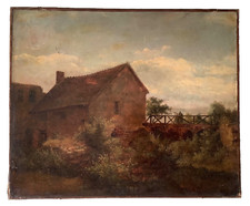 Attributed Pau de SAINT-MARTIN 1807 French Landscape Water Mill Antique Oil picture
