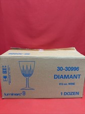 Vintage Luminarc Diamant Wine Glasses 6.5 oz Set of 12 Original Box USA picture