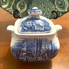Vintage Liberty Blue Staffordshire Sugar Bowl picture