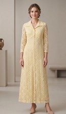 Vintage 1970s Butter, Yellow Lace, Two Piece Dress Set Size 12 picture