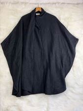 Vintage Sweet Herb Kathleen Black Wool Poncho Cape With Scarf picture
