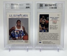 1992 Olympic Hopefuls Magic Johnson #11 Signed Autographed Card Beckett BAS 10 picture