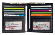 Leatherboss Mens Wallet Genuine Leather RFID Bifold Large Capacity Card Holder picture