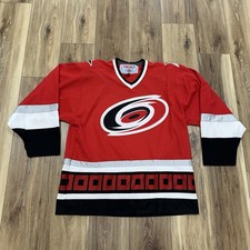 Vintage 1997-1998 CCM 2nd Gen Carolina Hurricanes Hockey Jersey, Red, Large picture