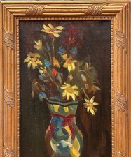 Original Antique Oil painting Expressionism Bouquet Floral Still Life Framed picture
