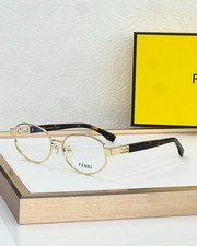 FENDI FE40217U Gold Tortoise Round Eyeglasses Clear Lens Black Temples 57-16-140 picture