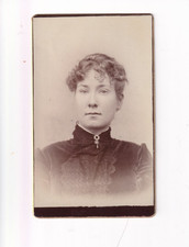 Antique CDV  Young Woman with nice broach back blank picture