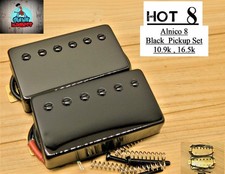 G.M. Hot 8 HUMBUCKER PICKUP SET ALNICO 8 MAGNETS BLACK COVERED picture
