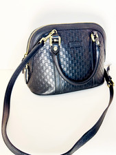 Authentic Gucci Microguccissima Black Dome Satchel Top Handle removable strap picture