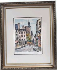 RARE FIND Pierre Eugene CAMBIER, a Street In Paris, Original SIGNED 16x20 picture