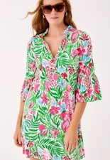 NWT Lilly Pulitzer Hayes Dress Ruffle Sleeve (Glowing Gardens) Size XS picture