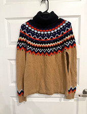 Canvas Lands' End Fair Isle Turtleneck Pullover Knit Sweater -Medium picture