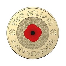 2023 35th Anniversary $2 Remembrance Day - Red Poppy Coin UNC . Original Capsule picture